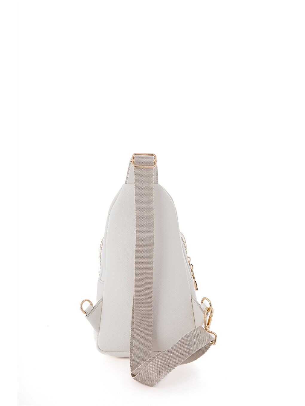 Beyaz Deri Görünümlü Baskılı Kadın Göğüs Çantası-4