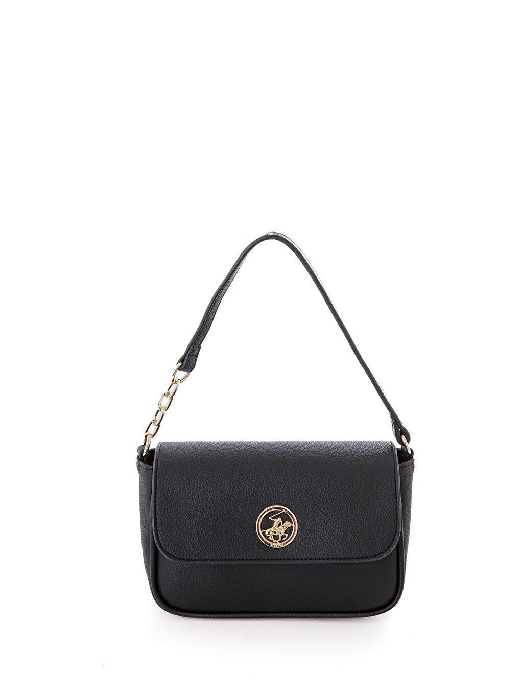 Siyah Deri Görünümlü Baskılı Kadın Kol Çantası-1