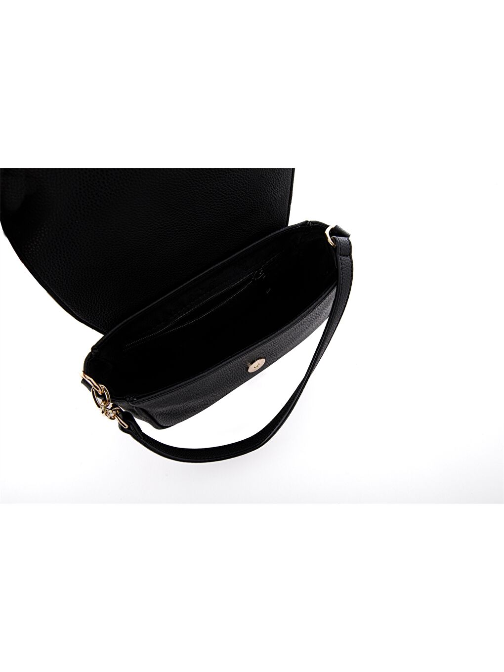 Siyah Deri Görünümlü Baskılı Kadın Kol Çantası-5