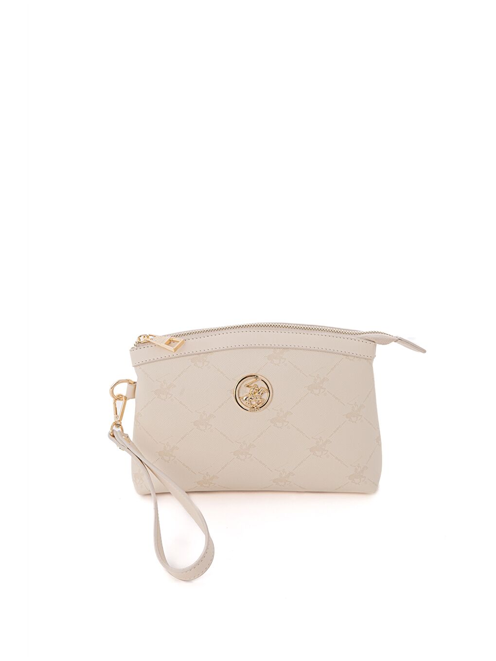 Bej Deri Görünümlü Baskılı Kadın Portföy Çanta-2