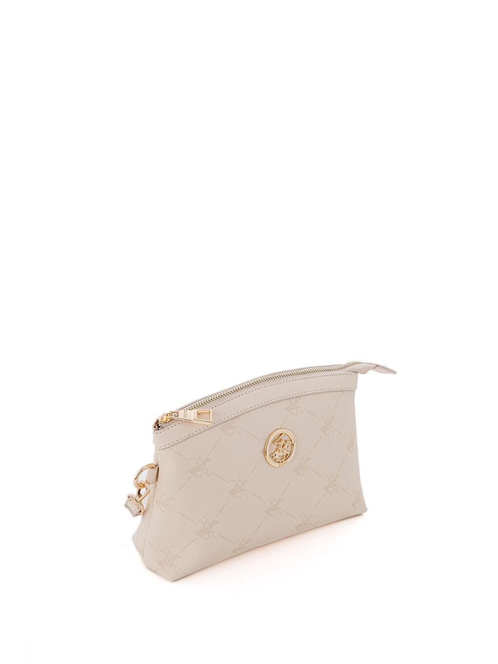 Bej Deri Görünümlü Baskılı Kadın Portföy Çanta-3