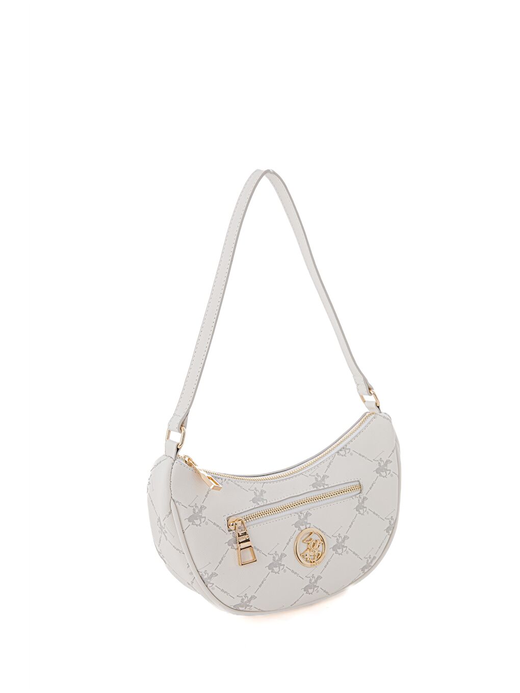 Beyaz Deri Görünümlü Desenli Kadın Baget Çanta-2