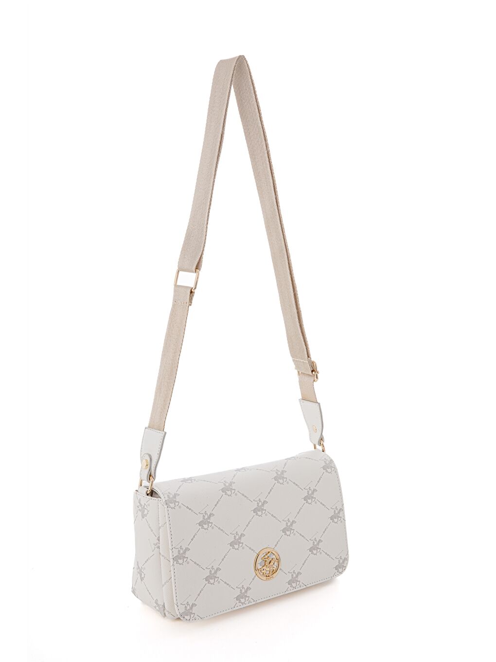 Beyaz Deri Görünümlü Desenli Kadın Omuz Çantası-3