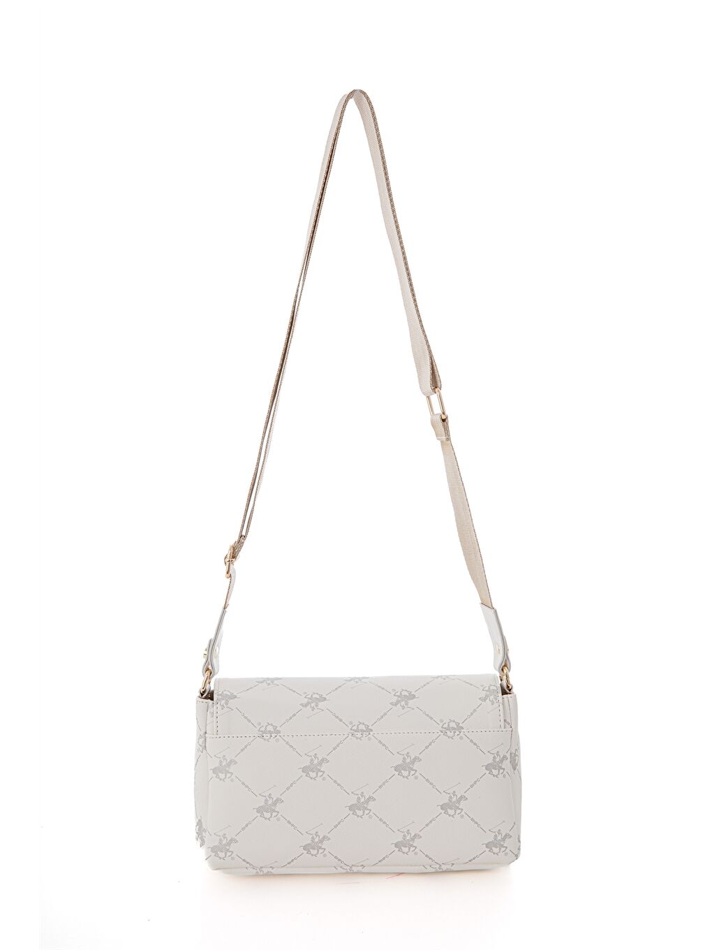 Beyaz Deri Görünümlü Desenli Kadın Omuz Çantası-4