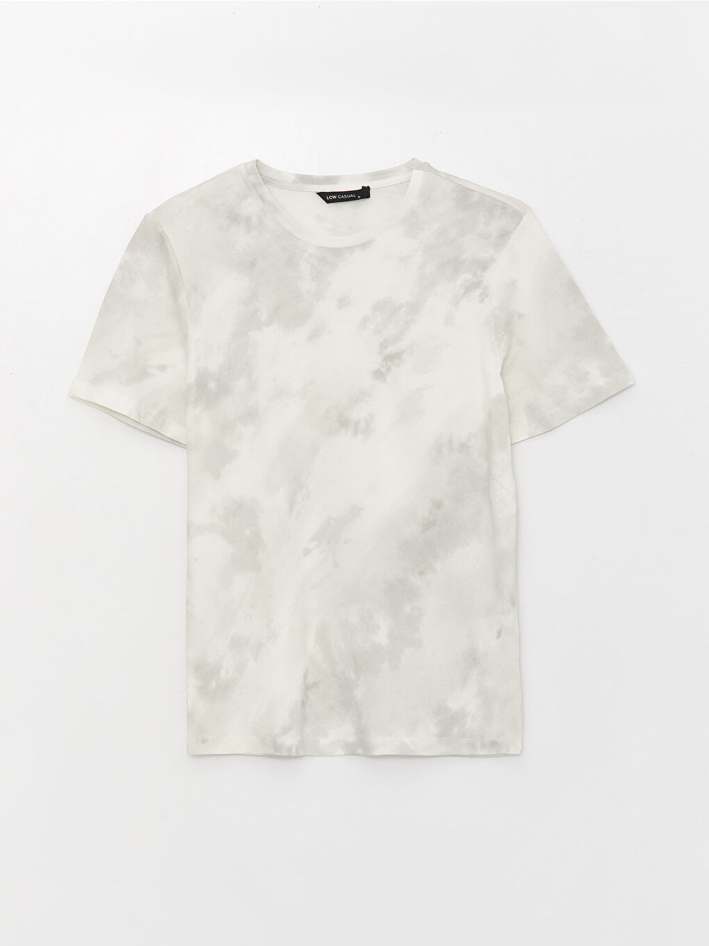 Beyaz Bisiklet Yaka Kısa Kollu Desenli Penye Erkek Tişört-4