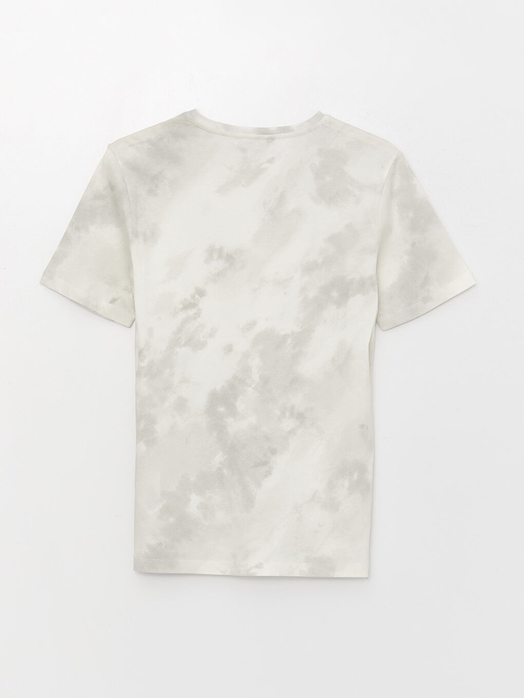 Beyaz Bisiklet Yaka Kısa Kollu Desenli Penye Erkek Tişört-5