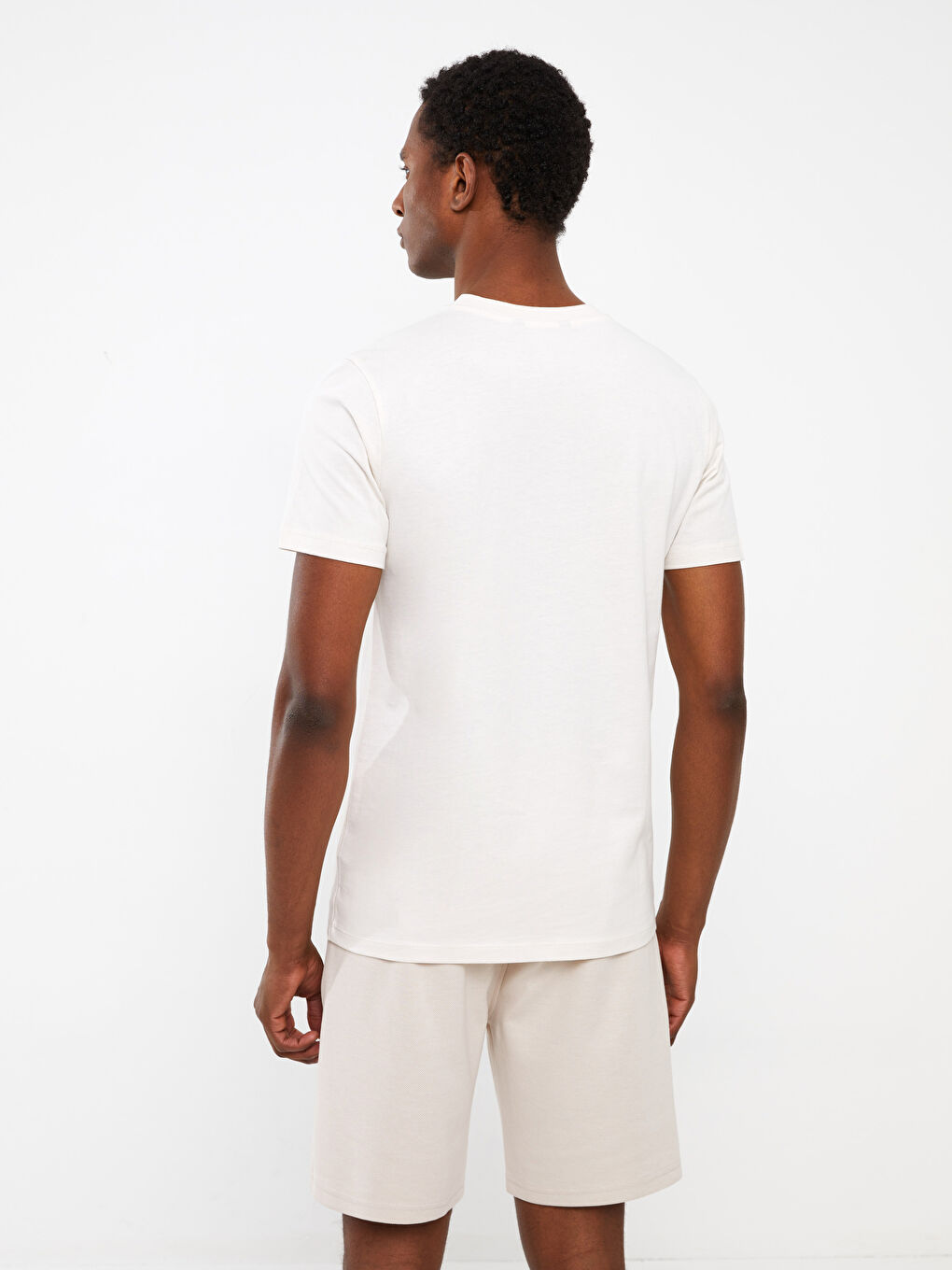 Gri Bisiklet Yaka Kısa Kollu Baskılı Penye Erkek Tişört-4