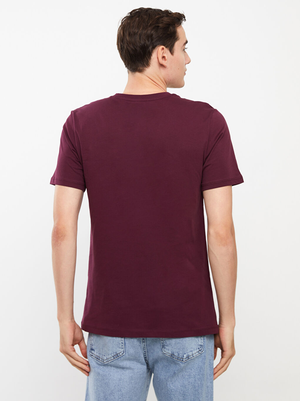 Mürdüm Bisiklet Yaka Kısa Kollu Baskılı Penye Erkek Tişört-4