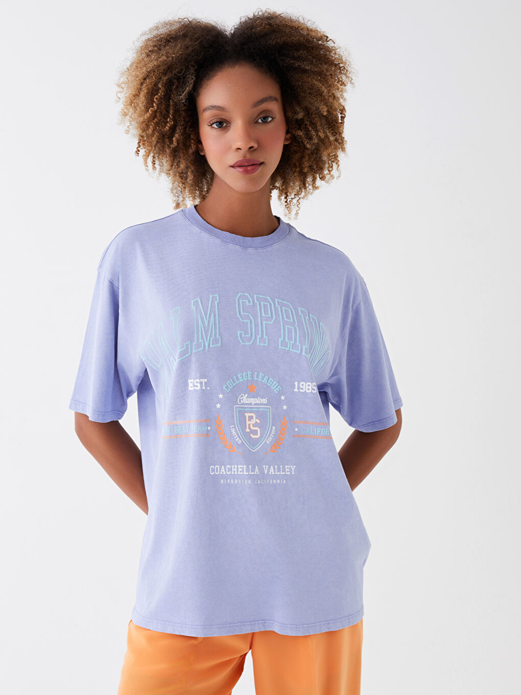 Crew Neck Printed Short Sleeve Oversize Women's T-Shirt-1