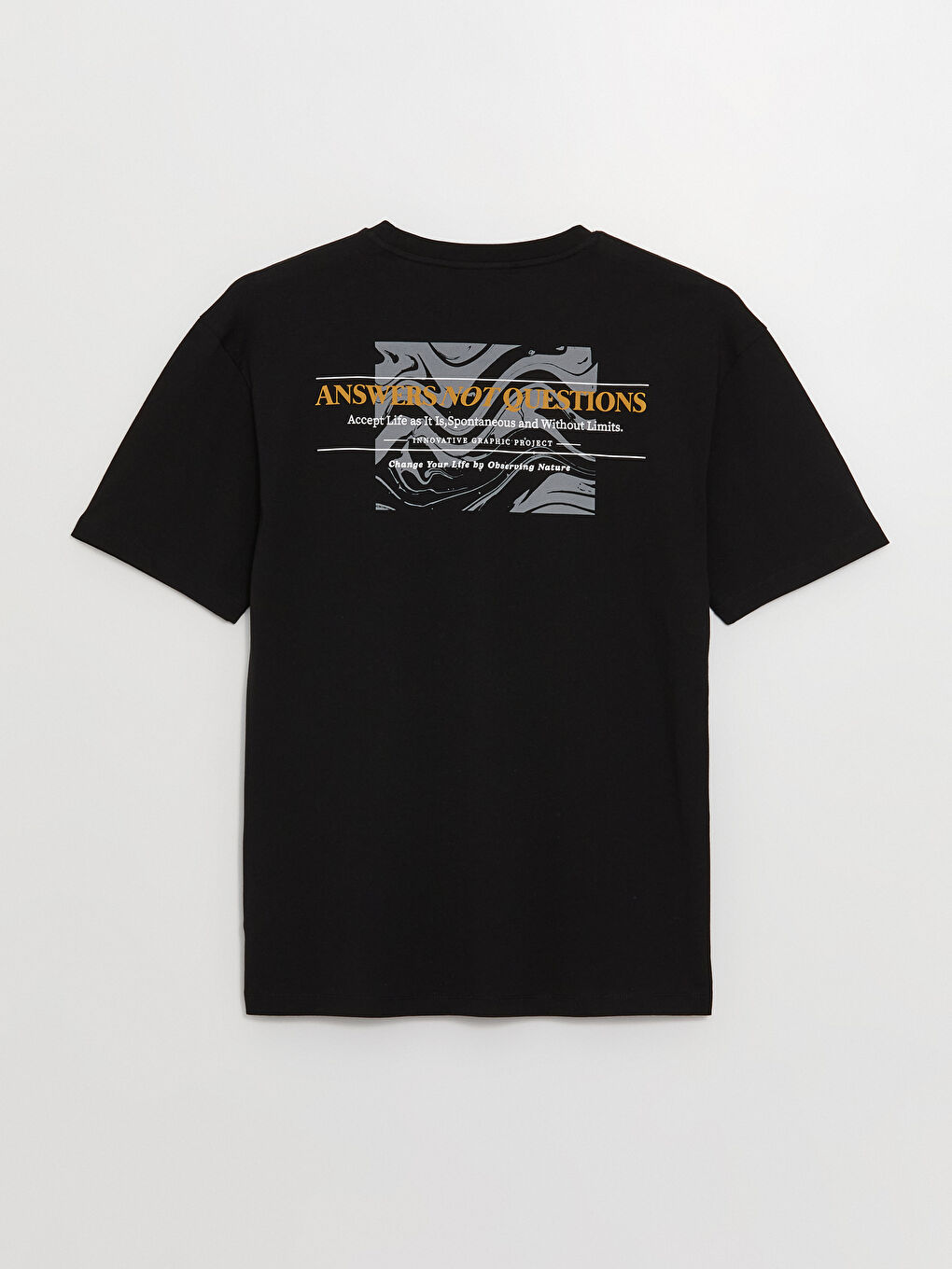 Siyah Bisiklet Yaka Kısa Kollu Baskılı Penye Erkek Tişört-6