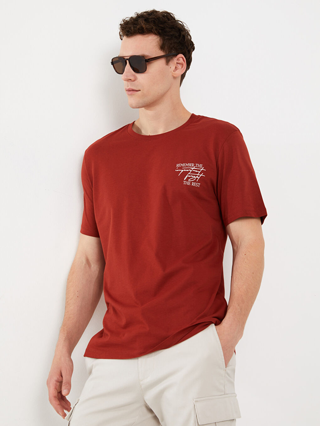 Crew Neck Short Sleeve Printed Combed Cotton Men's T-shirt