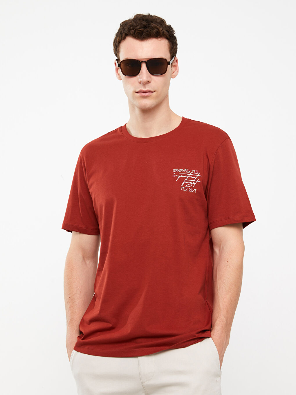 Crew Neck Short Sleeve Printed Combed Cotton Men's T-shirt-1