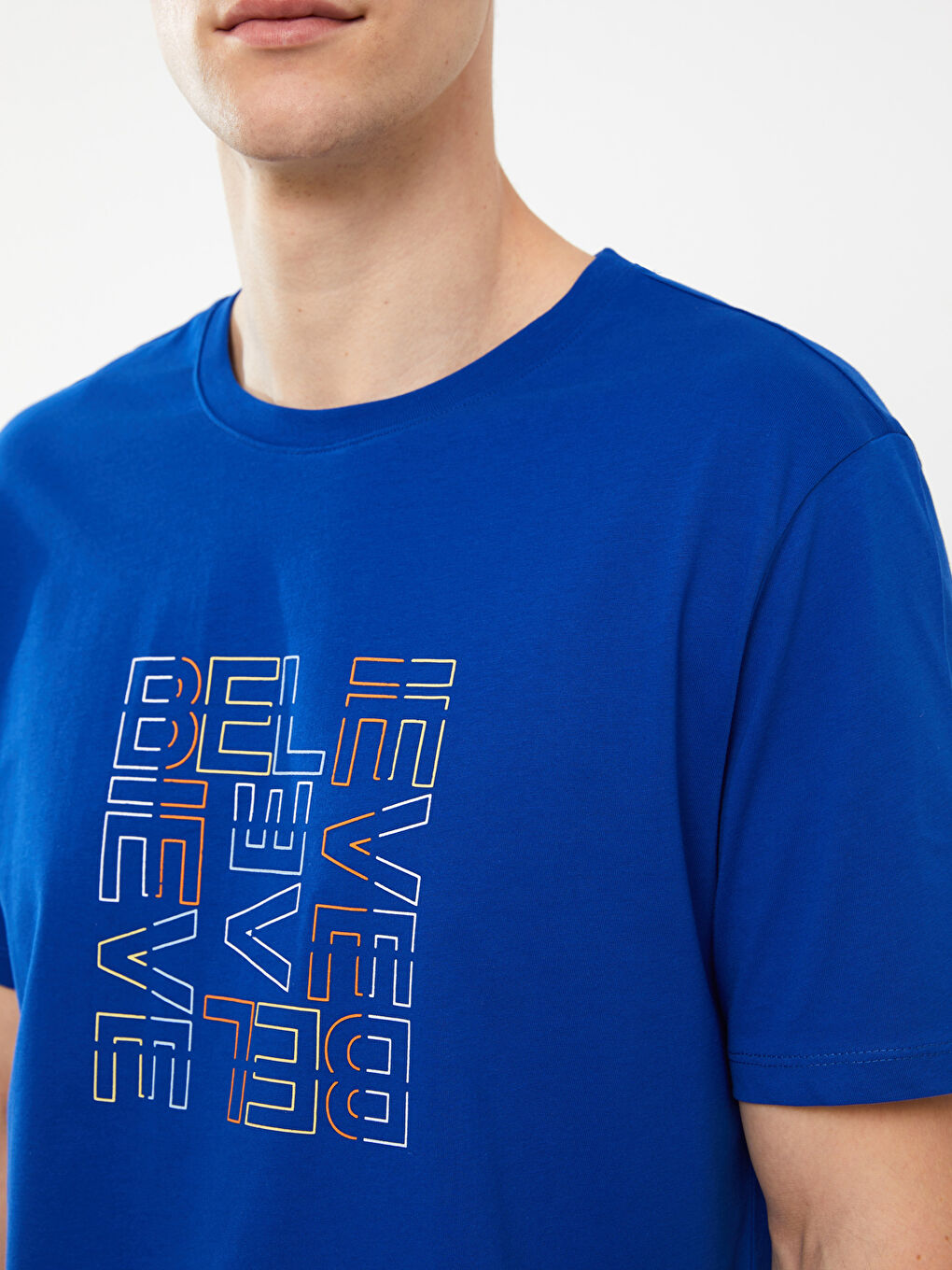 Crew Neck Short Sleeve Printed Combed Cotton Men's T-shirt-3