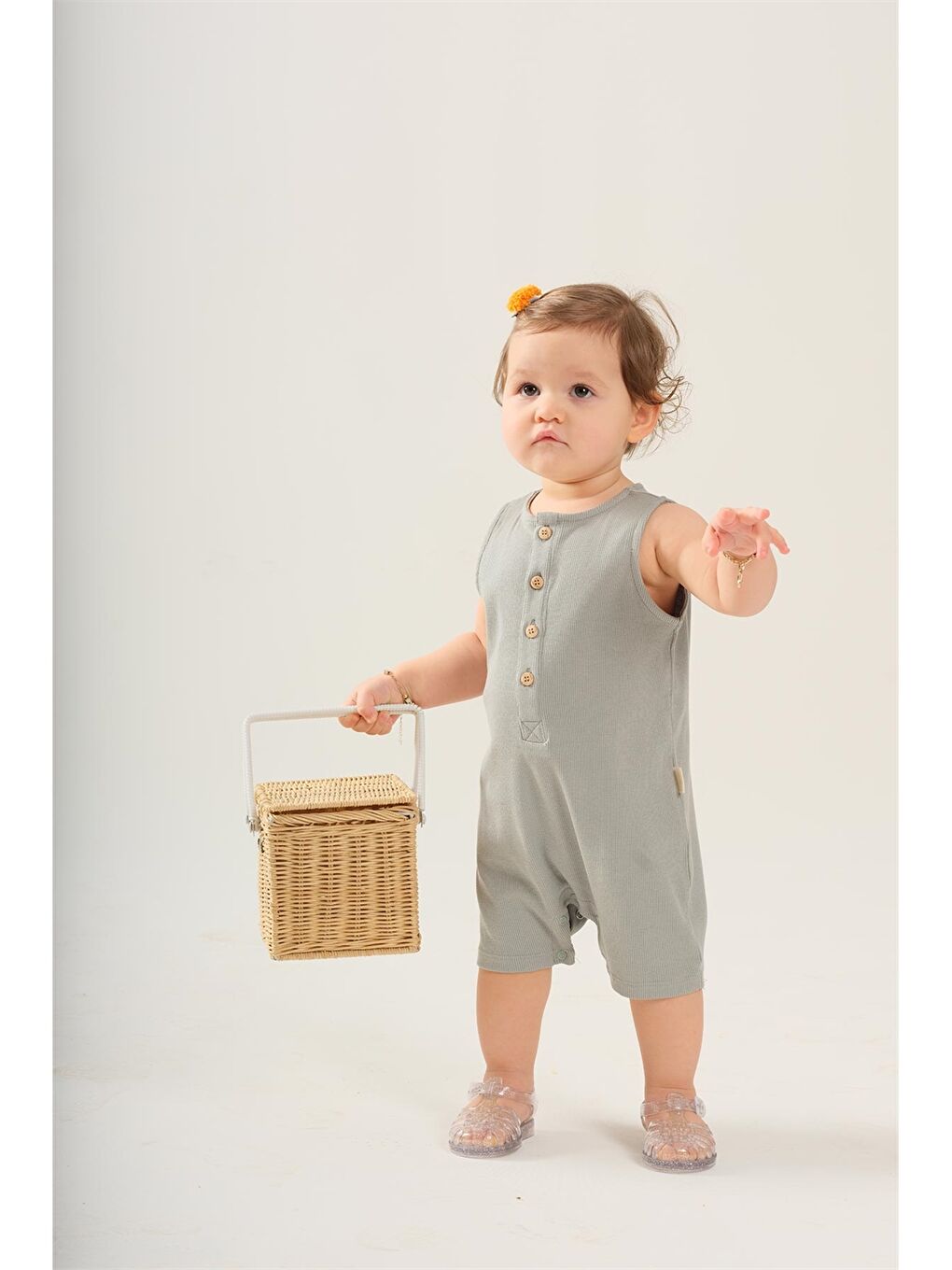 Yeşil Bisiklet Yaka Kız Bebek Tulum