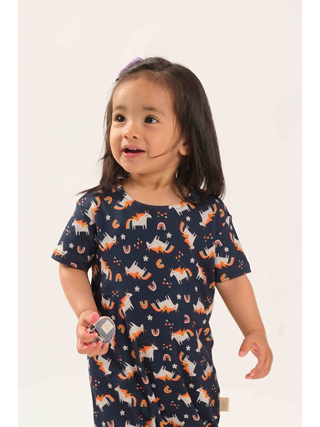 Karışık Bisiklet Yaka Desenli Kız Bebek Tulum-1