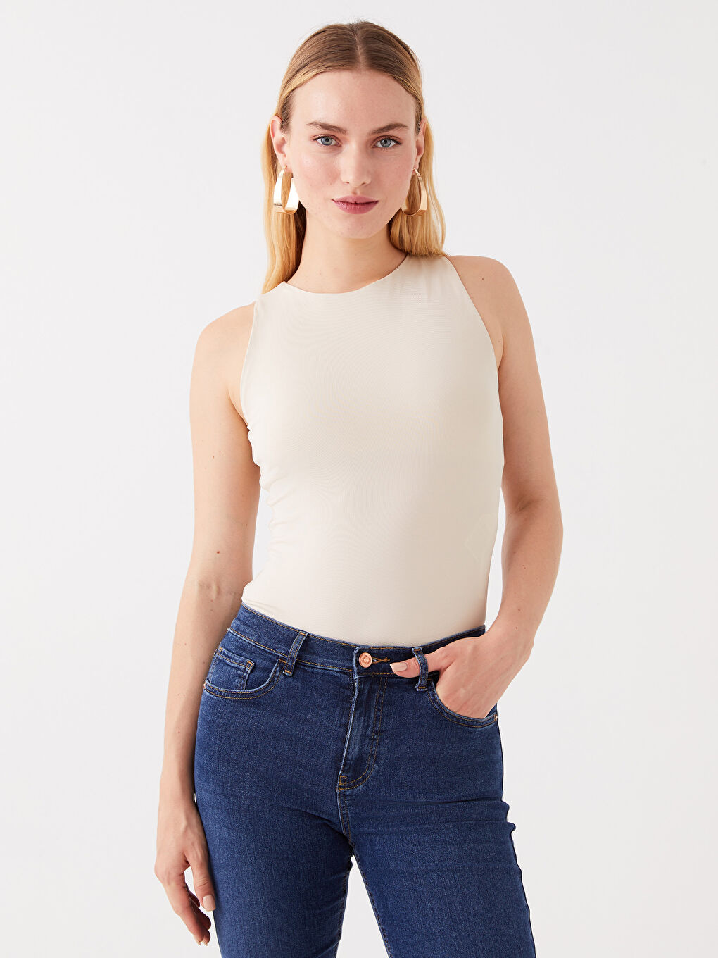 Women's Crew Neck Plain Bodysuit