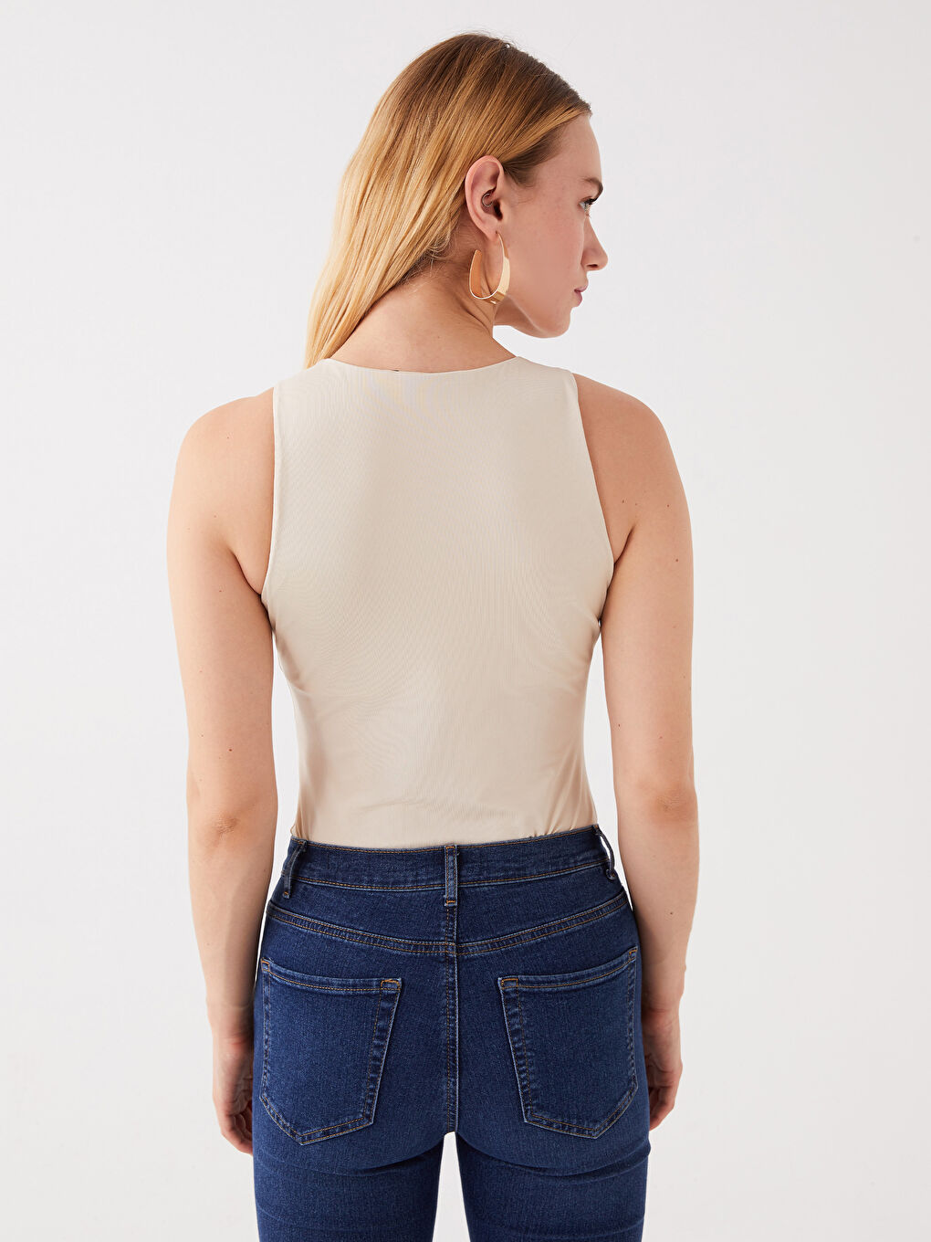 Women's Crew Neck Plain Bodysuit-4