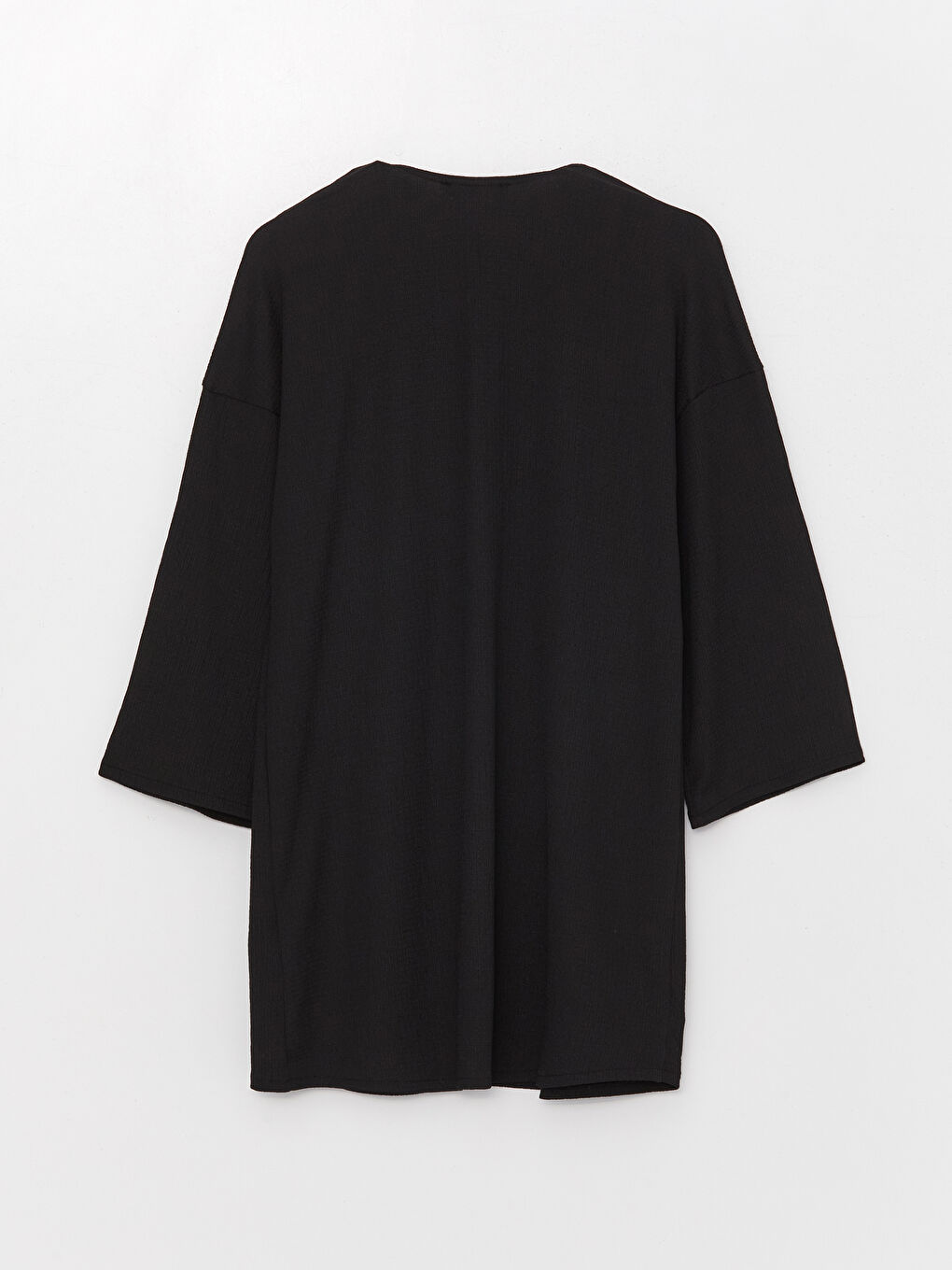 Siyah Şal Yaka Düz Uzun Kollu Kadın Hırka-6