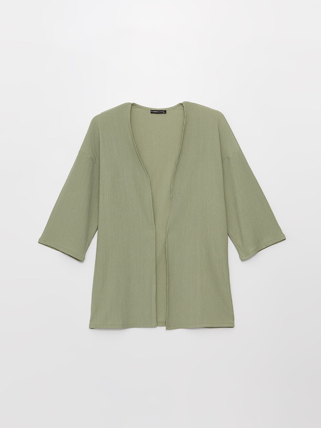 Yeşil Şal Yaka Düz Uzun Kollu Kadın Hırka-5