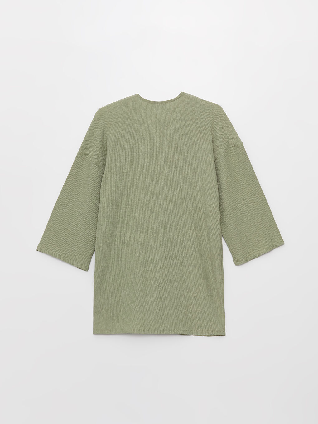 Yeşil Şal Yaka Düz Uzun Kollu Kadın Hırka-6