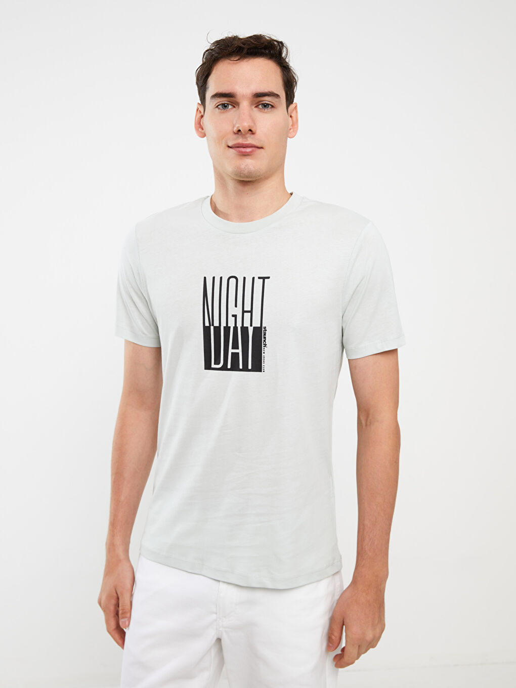 Crew Neck Short Sleeve Printed Combed Cotton Men's T-shirt-1