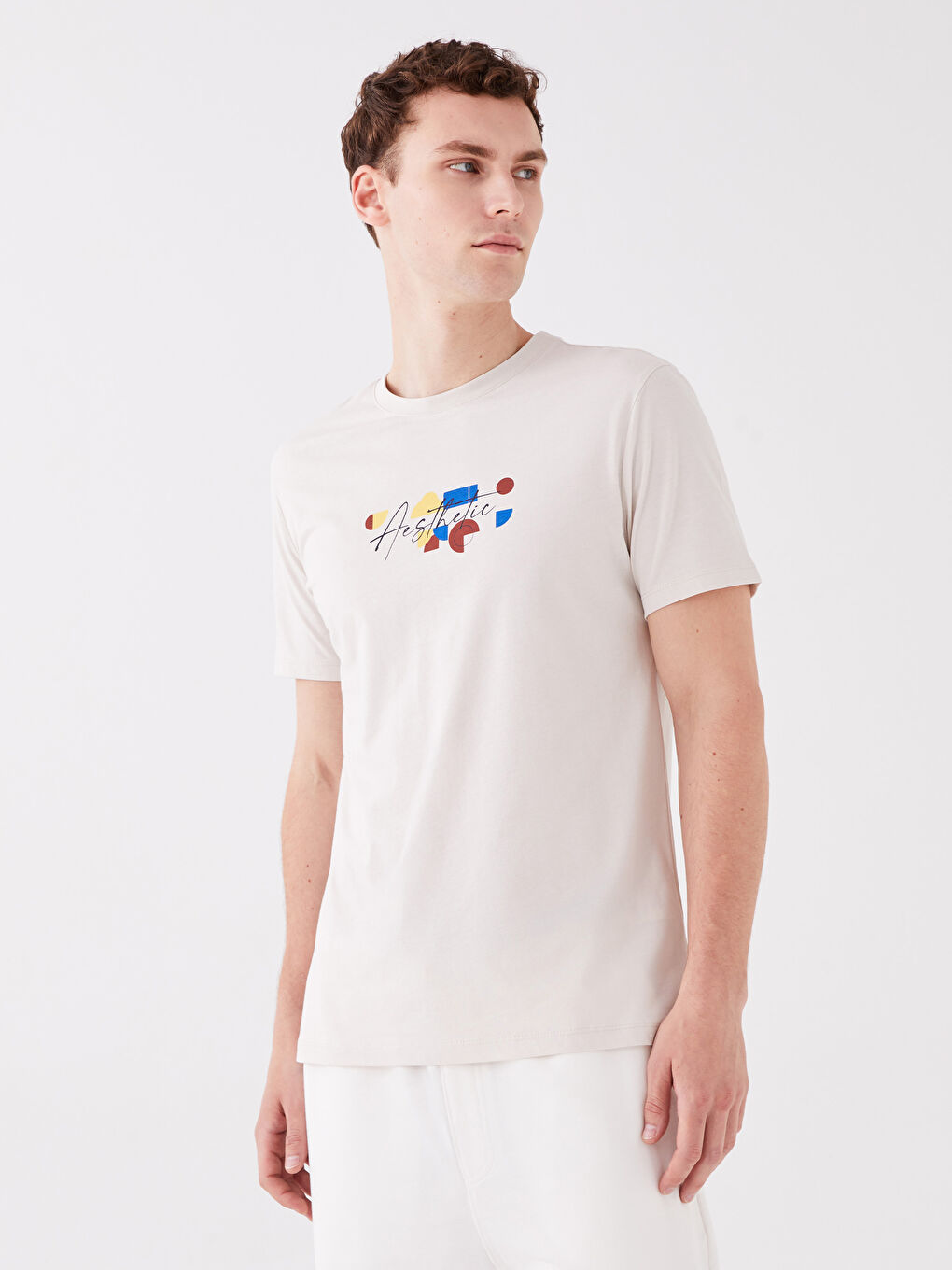 Crew Neck Short Sleeve Printed Combed Cotton Men's T-shirt