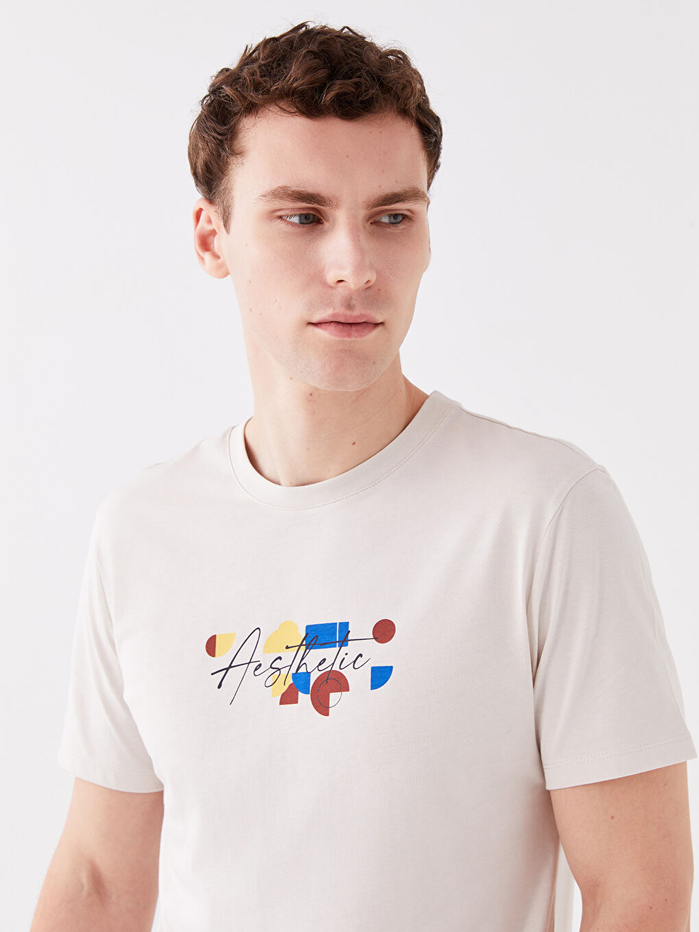 Crew Neck Short Sleeve Printed Combed Cotton Men's T-shirt-1