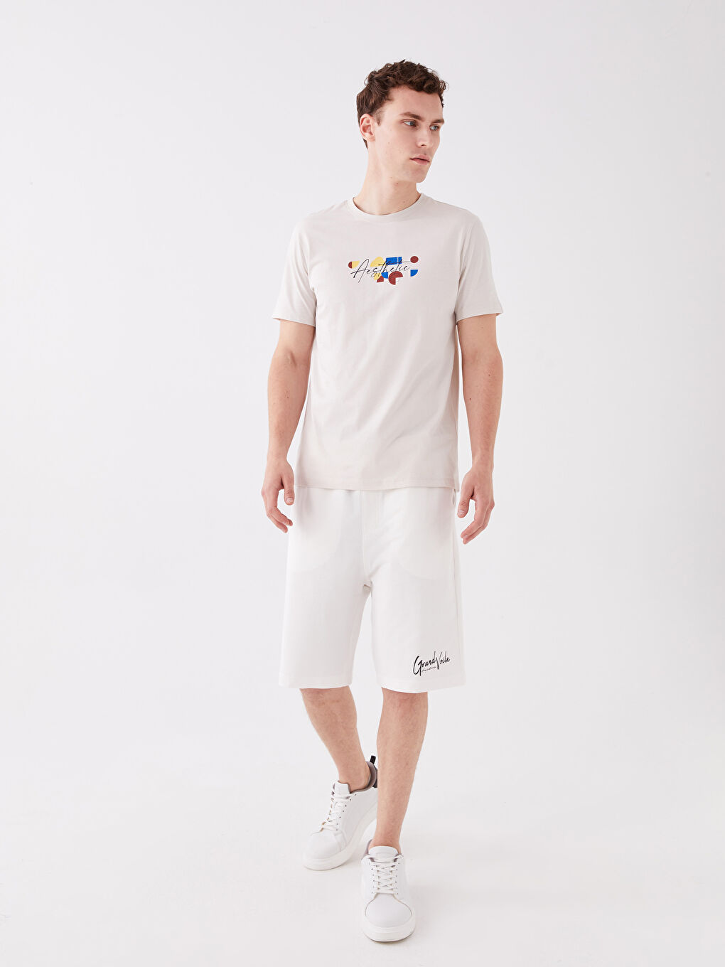 Crew Neck Short Sleeve Printed Combed Cotton Men's T-shirt-2