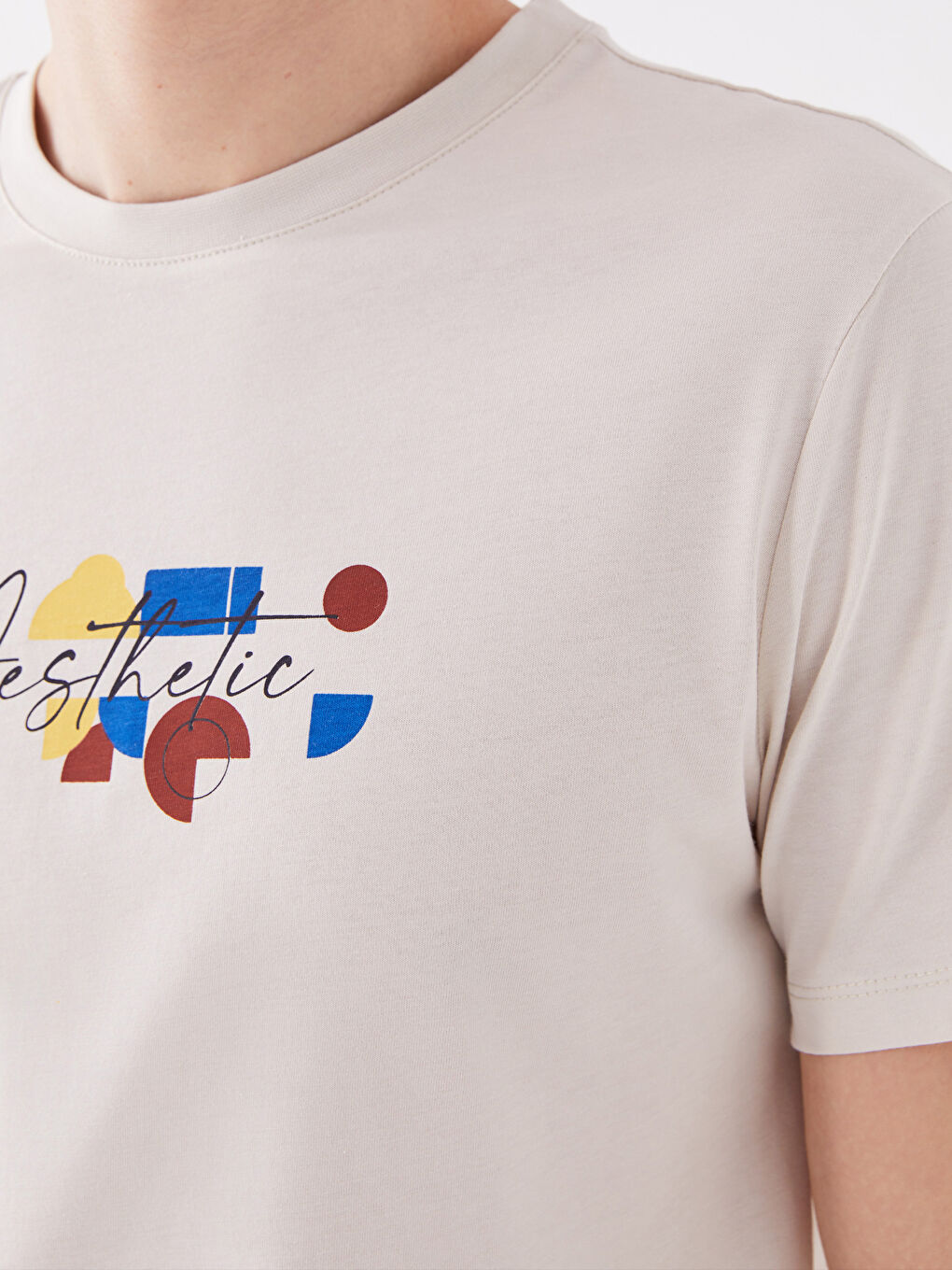 Crew Neck Short Sleeve Printed Combed Cotton Men's T-shirt-3