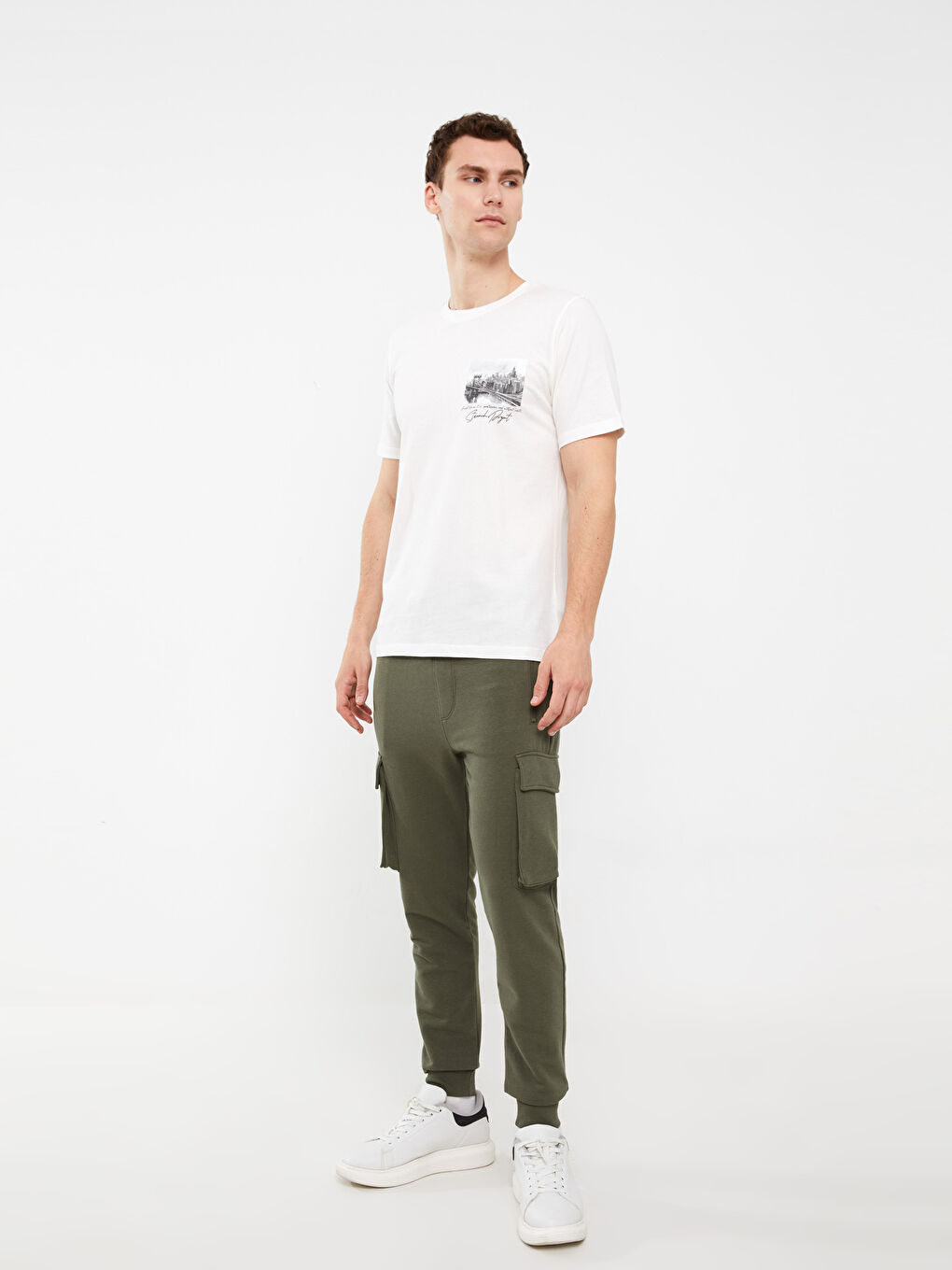 Κοντομάνικο T-shirt με Στρογγυλή Λαιμόκοψη, Εκτυπωμένο, από Χτενισμένο Βαμβάκι για Άνδρες-2