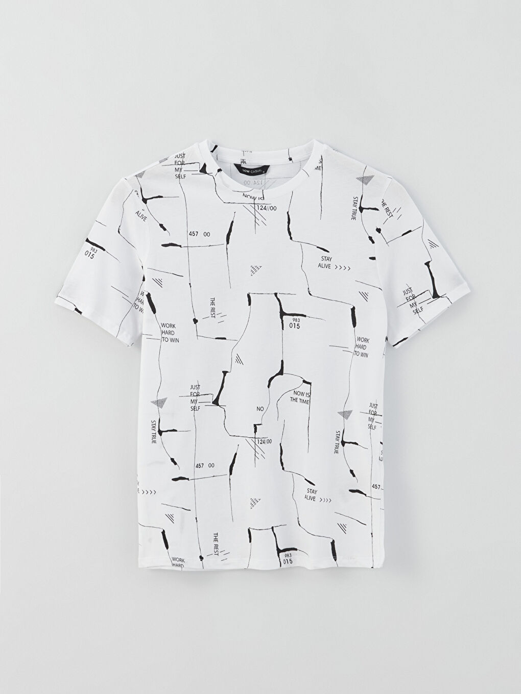 تيشيرت رجالي ياقة دائرية كم قصير مطبوع قطن ممشط-5