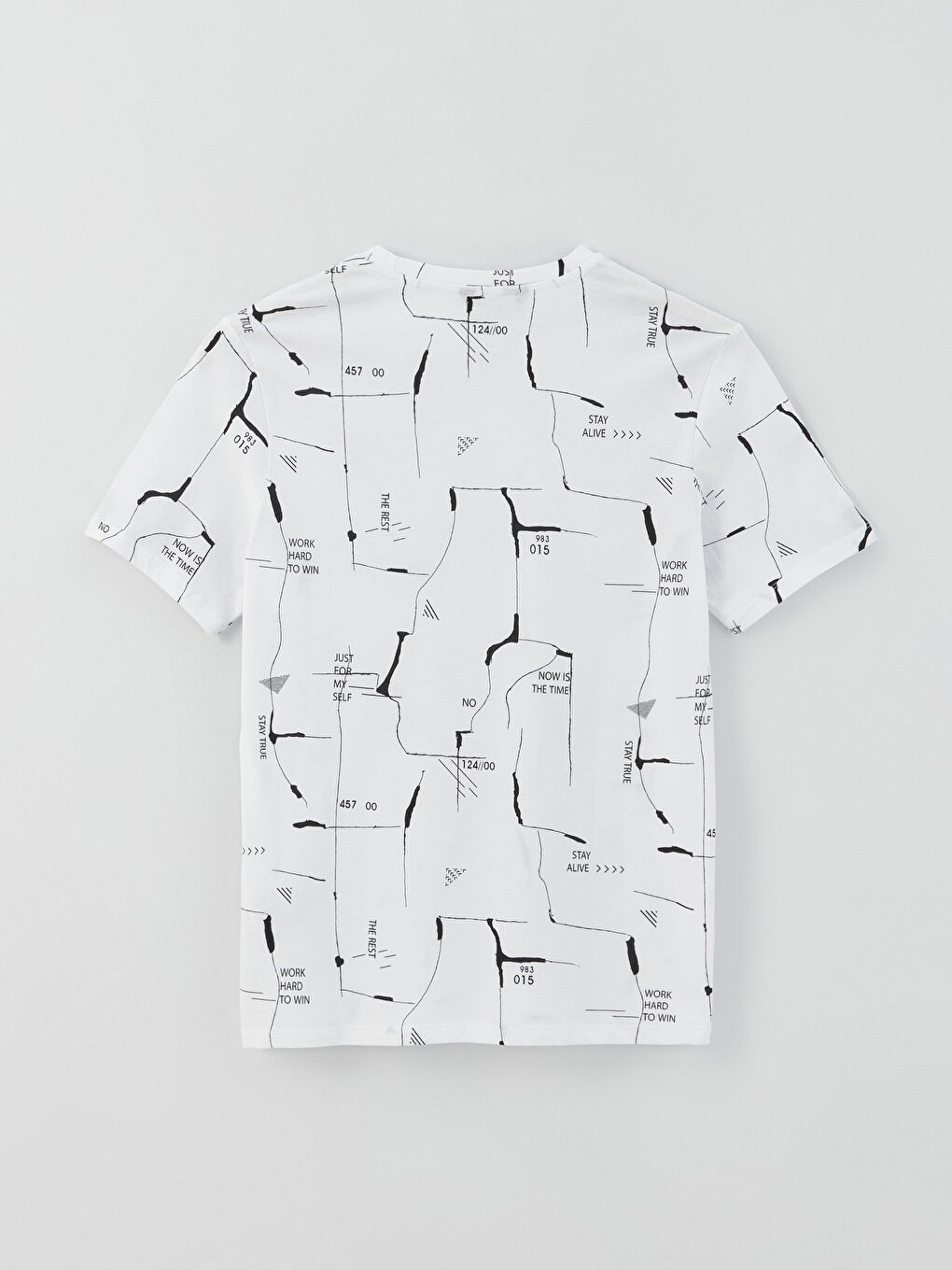 تيشيرت رجالي ياقة دائرية كم قصير مطبوع قطن ممشط-6