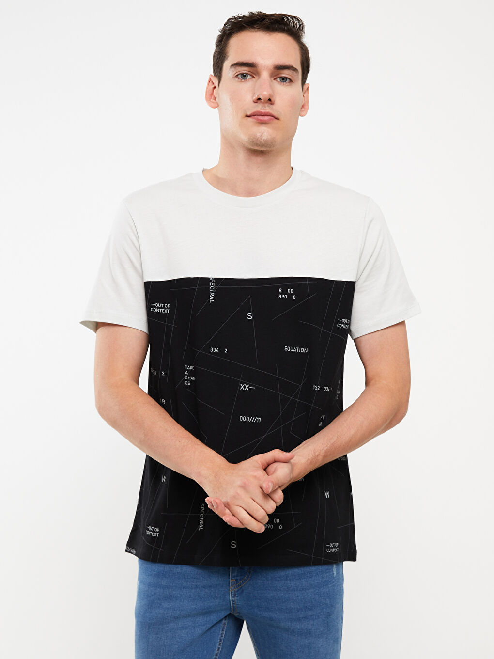 Crew Neck Short Sleeve Color Block Jersey Men's T-Shirt-2