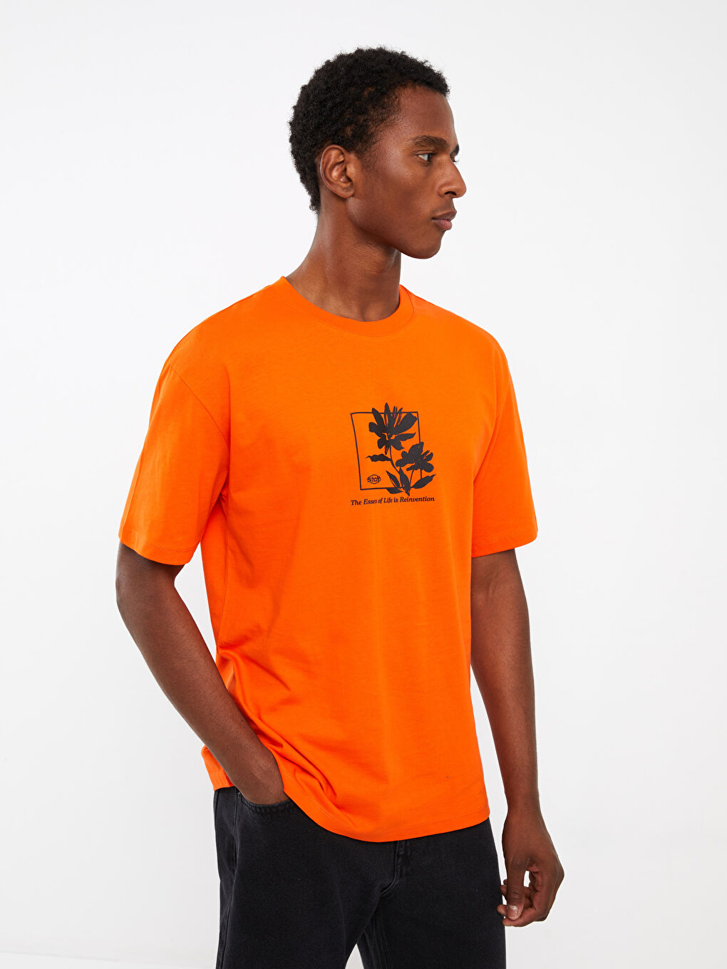 Crew Neck Short Sleeve Printed Combed Cotton Men's T-shirt