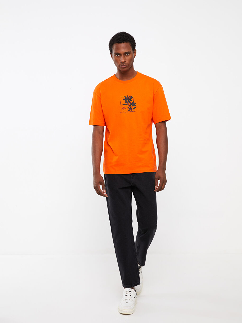 Crew Neck Short Sleeve Printed Combed Cotton Men's T-shirt-1