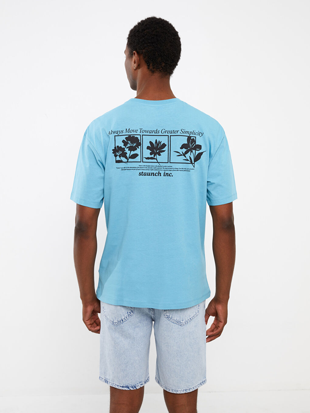 Mavi Bisiklet Yaka Kısa Kollu Baskılı Penye Erkek Tişört-4