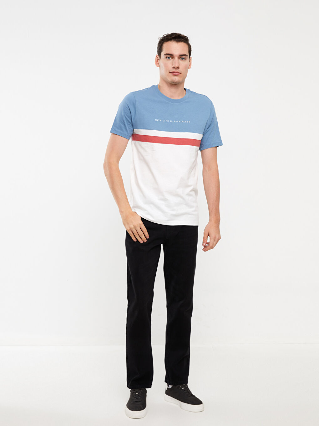 Crew Neck Short Sleeve Color Block Jersey Men's T-Shirt-1