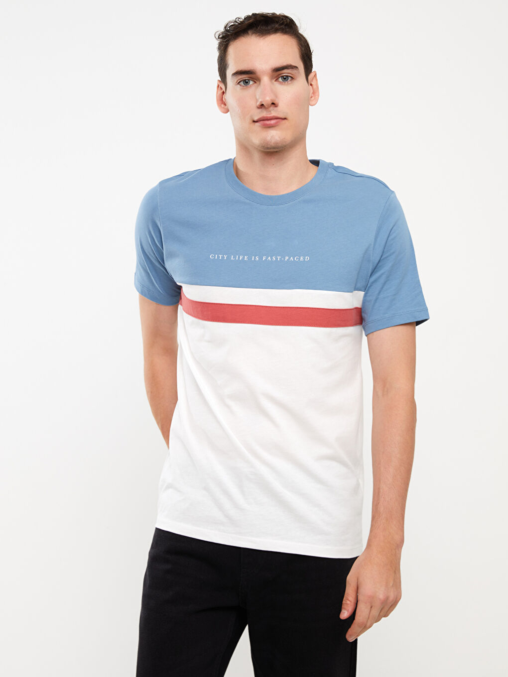 Crew Neck Short Sleeve Color Block Jersey Men's T-Shirt-2