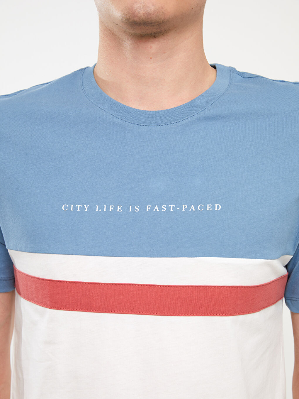 Crew Neck Short Sleeve Color Block Jersey Men's T-Shirt-3