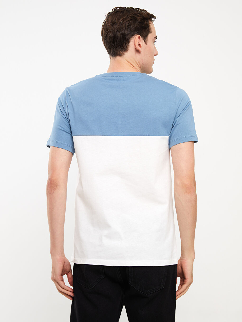 Crew Neck Short Sleeve Color Block Jersey Men's T-Shirt-4