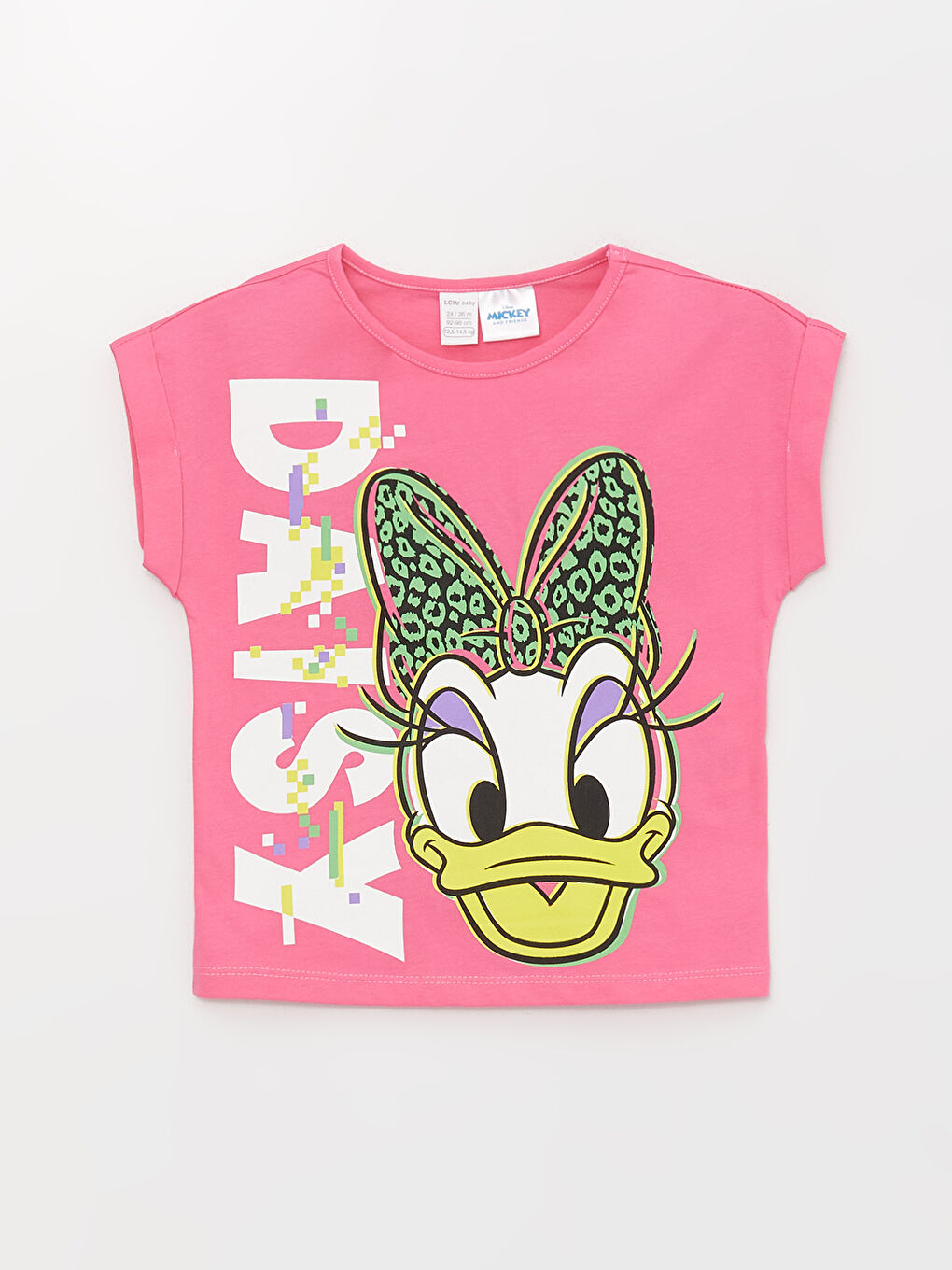 Pembe Bisiklet Yaka Daisy Duck Baskılı Kız Bebek Tişört ve Şort 2'li-1