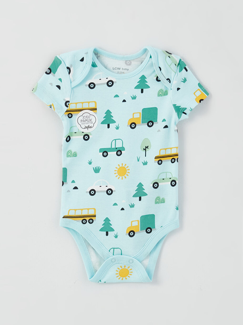 Body Bebeluşi Băieţi cu Mânecă Scurtă şi Guler Rotund cu Capse, Set de 2-2