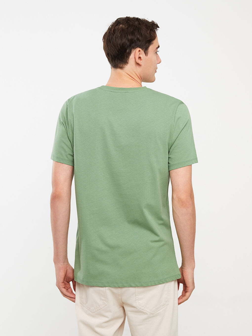 Yeşil Bisiklet Yaka Kısa Kollu Baskılı Penye Erkek Tişört-4