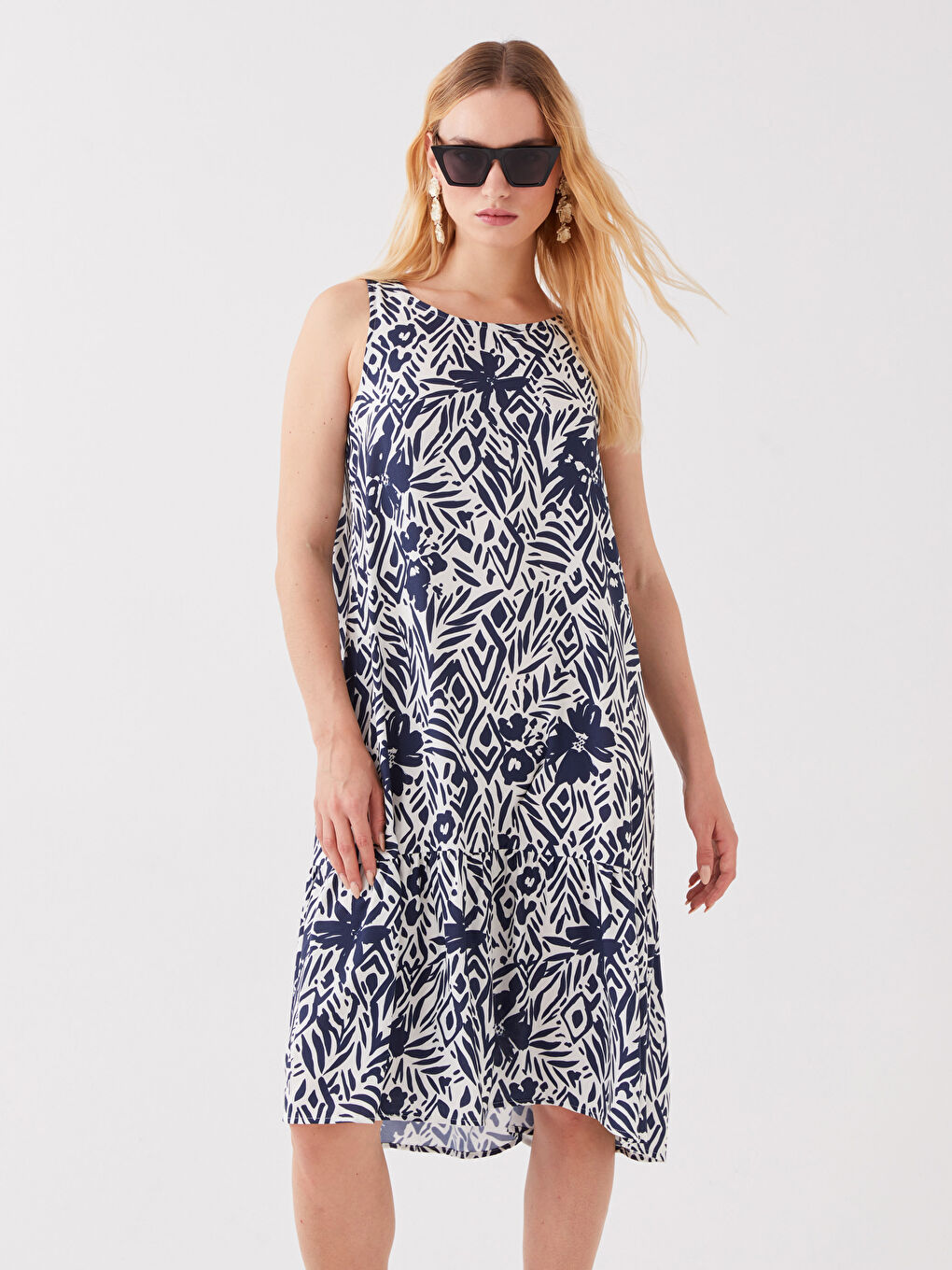 Crew Neck Floral Women's Dress-2