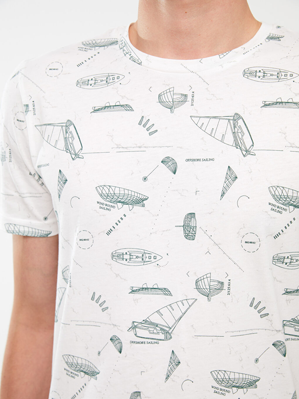 تي شيرت رجالي جيرسي بياقة دائرية وأكمام قصيرة ونقشة-3