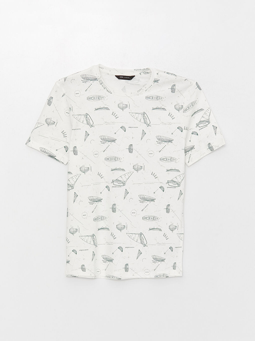 تي شيرت رجالي جيرسي بياقة دائرية وأكمام قصيرة ونقشة-5