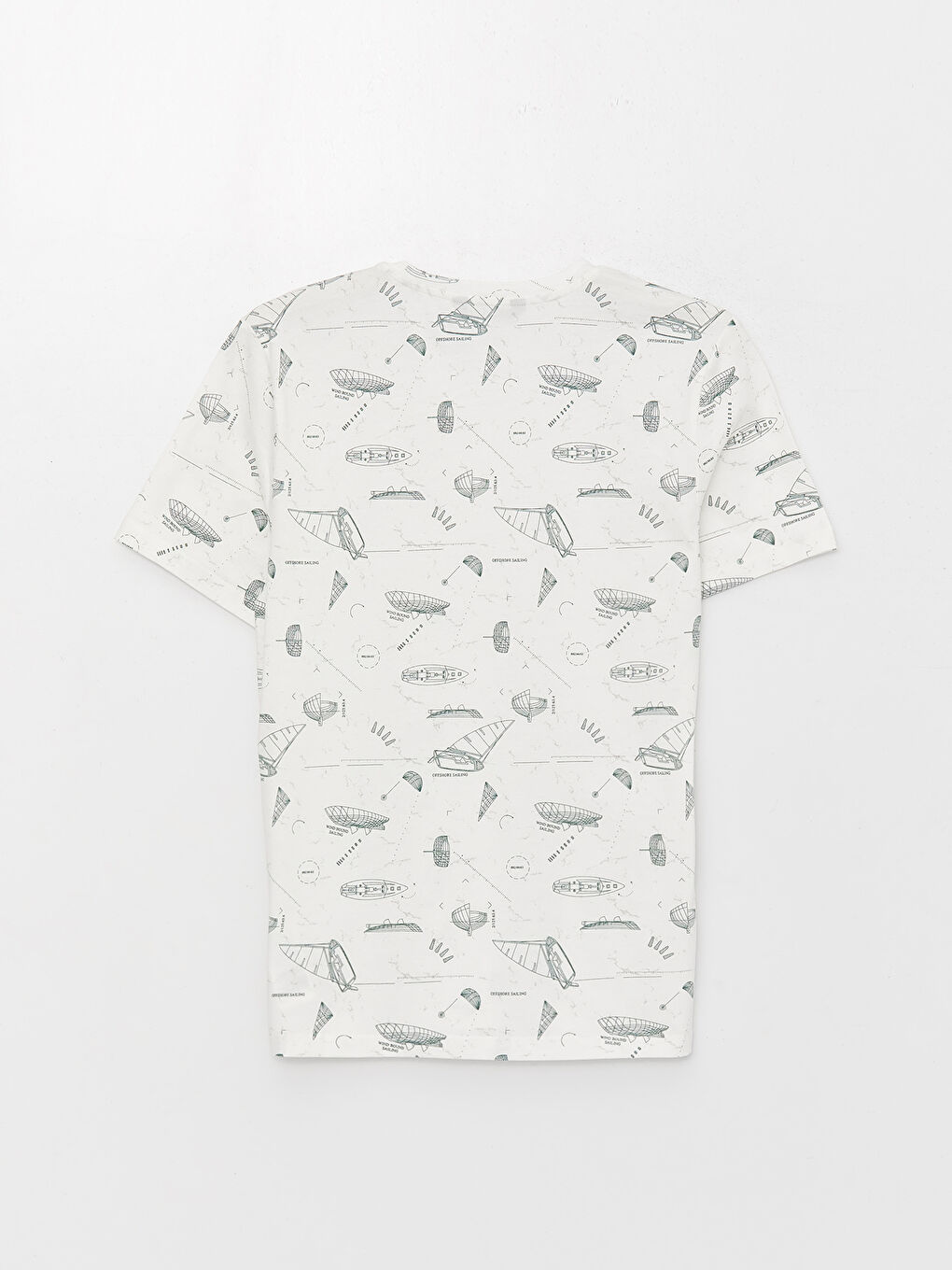 تي شيرت رجالي جيرسي بياقة دائرية وأكمام قصيرة ونقشة-6