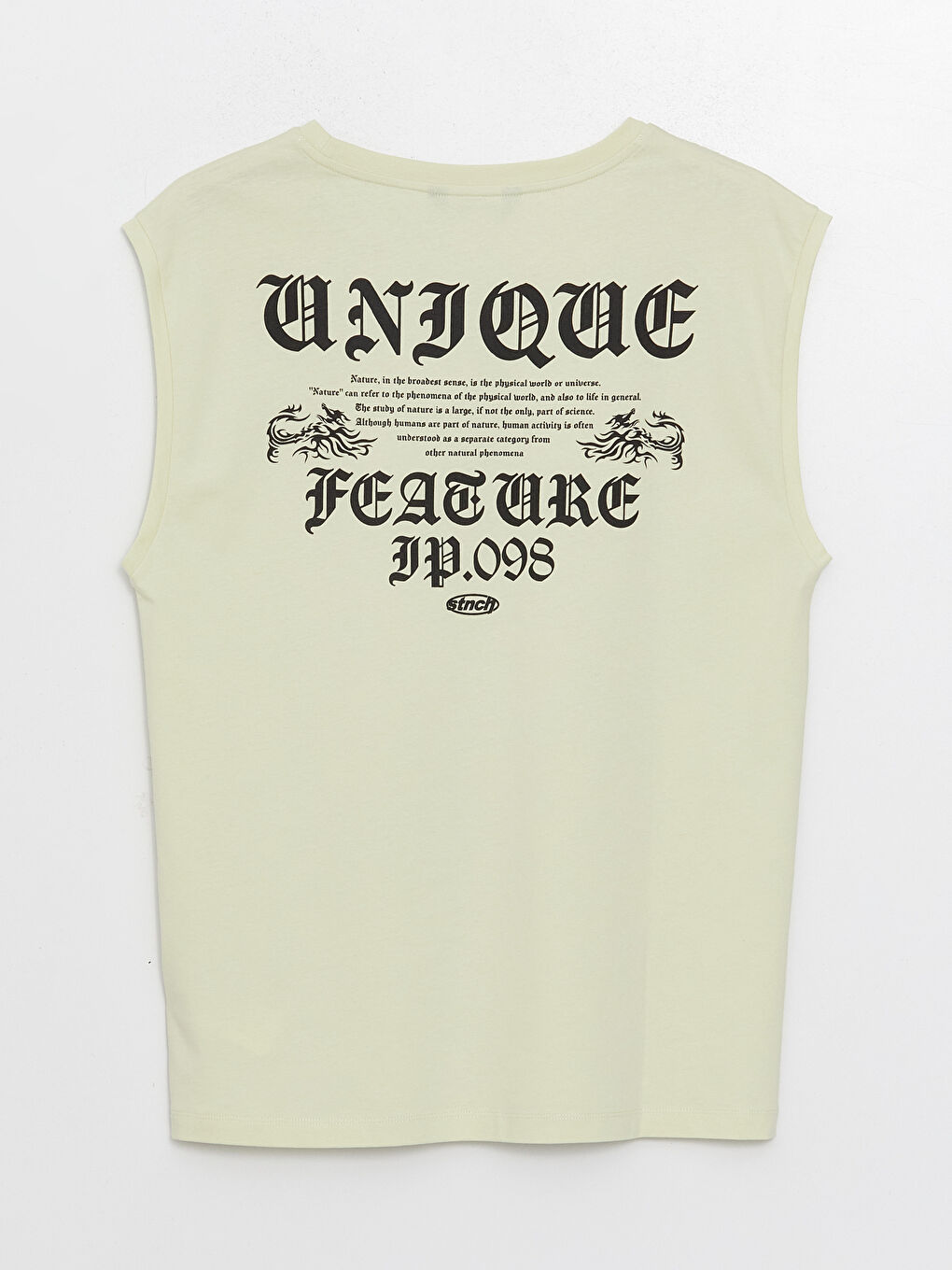 تيشيرت بدون أكمام مطبوع بياقة دائرية جيرسي للرجال-6