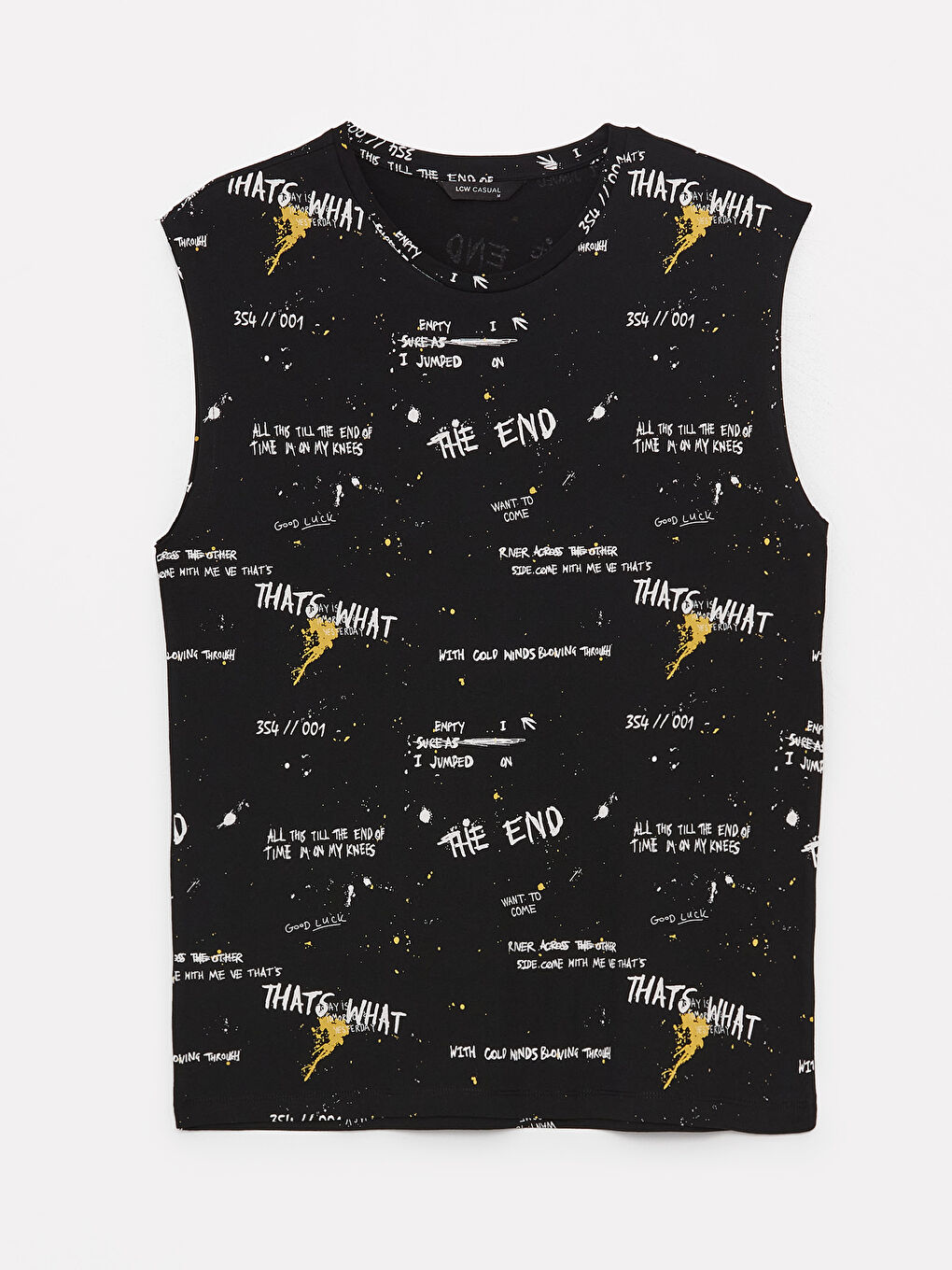 მრგვალი საყელო ნაბეჭდი ჟერსი მამაკაცის უმკლავო მაისური-5