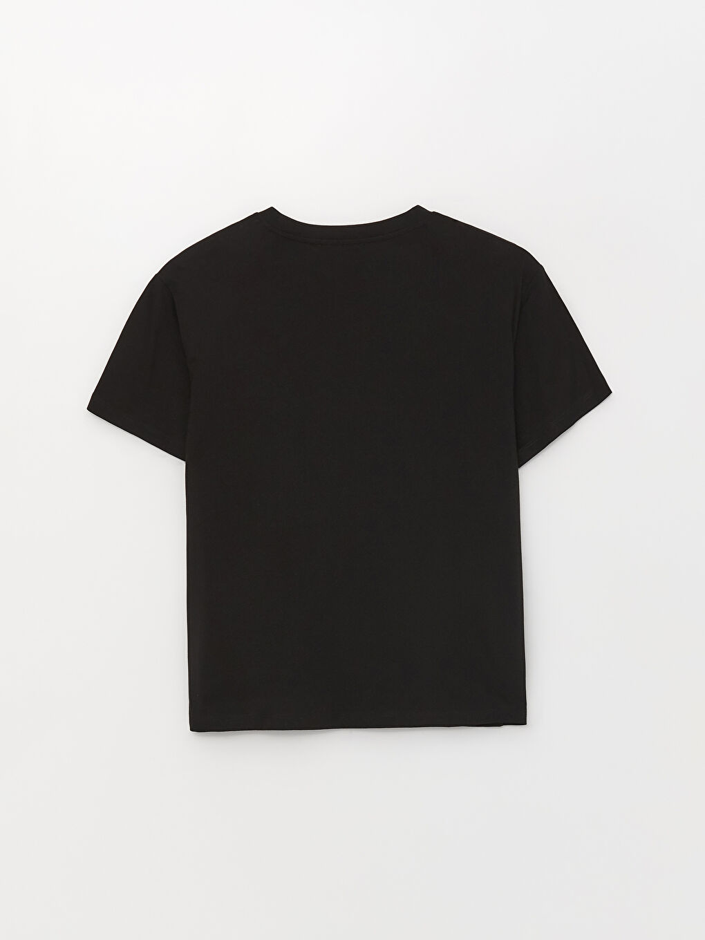 Siyah Bisiklet Yaka Baskılı Kısa Kollu Kadın Tişört-6